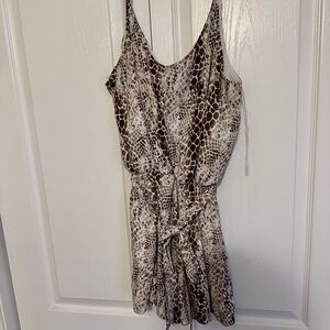 Brown and Cream Sleeveless Romper